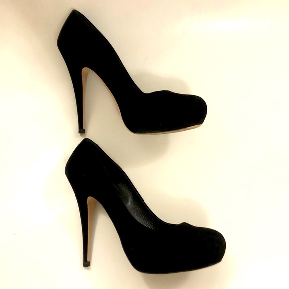 Miu Miu 41 High Heel Black Suede shoe pump platform all leather Excellent Condit - Picture 4 of 12